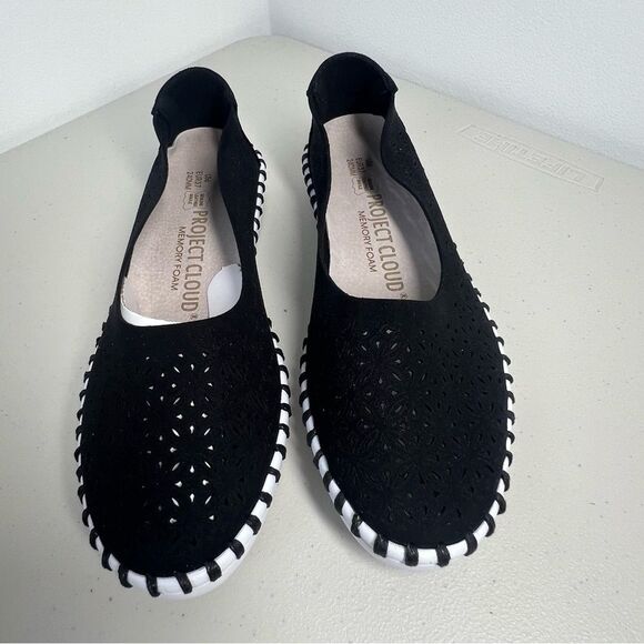 New In Box Project Cloud Petunia Black Flat Pull On Sneakers Size 6 EU 37 - Picture 3 of 10